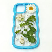 White Daisy Green Leaves | Waves Case | Bumper Border Case | iPhone 12/13/14 Phone Case