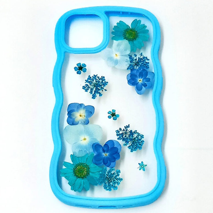 Blue Daisy Hydrangea Lace Flower | Waves Case | Bumper Border Case | iPhone 12/13/14 Phone Case