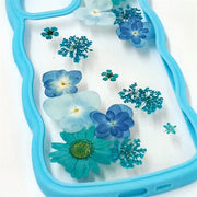 Blue Daisy Hydrangea Lace Flower | Waves Case | Bumper Border Case | iPhone 12/13/14 Phone Case