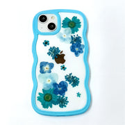 Blue Daisy Hydrangea Lace Flower | Waves Case | Bumper Border Case | iPhone 12/13/14 Phone Case