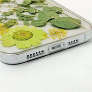 Yellow Flowers Green Leaves | Clear, Bumper, Border Phone Case | Apple Samsung Google