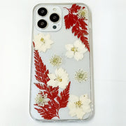 Red Maple Leaves White Delphinium | Clear, Bumper, Border Phone Case | Apple Samsung Google