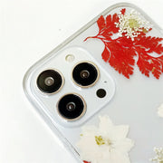 Red Maple Leaves White Delphinium | Clear, Bumper, Border Phone Case | Apple Samsung Google