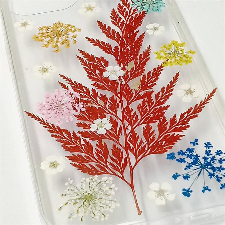 Red Maple Leaves Multicolor Lace Flowers | Clear, Bumper, Border Phone Case | Apple Samsung Google