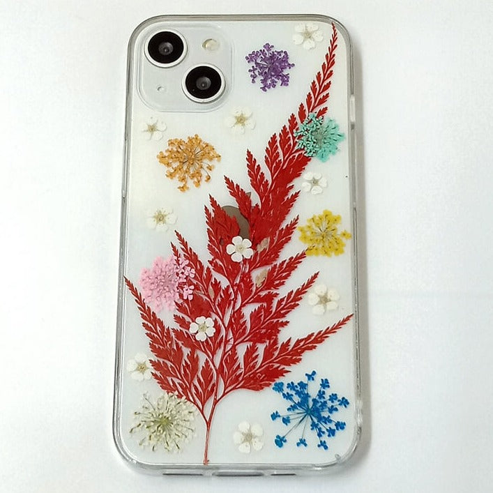 Red Maple Leaves Multicolor Lace Flowers | Clear, Bumper, Border Phone Case | Apple Samsung Google