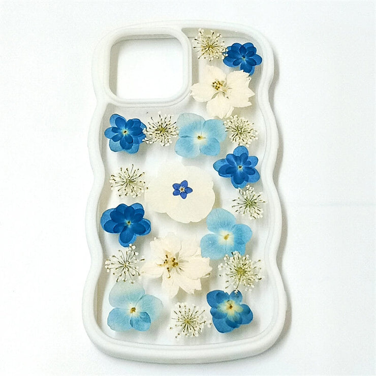 Blue Hydrangea White Delphinium | Waves Case | Bumper Border Case | iPhone 12/13/14 Phone Case