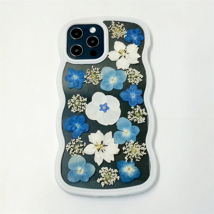 Blue Hydrangea White Delphinium | Waves Case | Bumper Border Case | iPhone 12/13/14 Phone Case