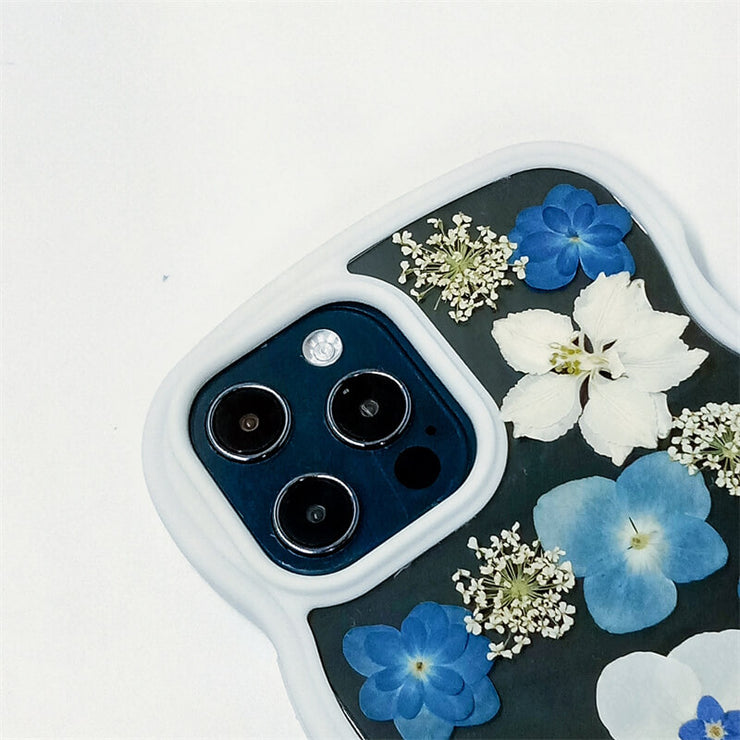 Blue Hydrangea White Delphinium | Waves Case | Bumper Border Case | iPhone 12/13/14 Phone Case