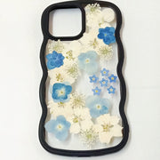 White Delphinium Blue Hydrangea | Waves Case | Bumper Border Case | iPhone 12/13/14 Phone Case