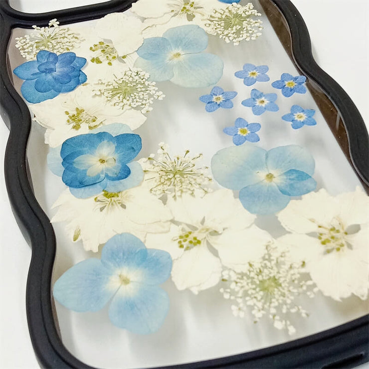 White Delphinium Blue Hydrangea | Waves Case | Bumper Border Case | iPhone 12/13/14 Phone Case