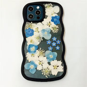 White Delphinium Blue Hydrangea | Waves Case | Bumper Border Case | iPhone 12/13/14 Phone Case