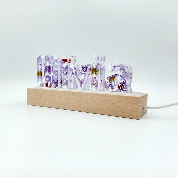 Purple Hydrangea | Eternal Flower Night Light | Wooden Base