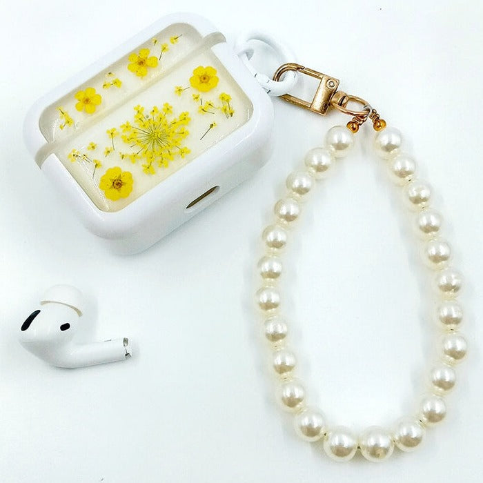 Yellow Sorbaria Sorbifolia & Lace Flower | Pressed Real Flower | Resin | AirPods