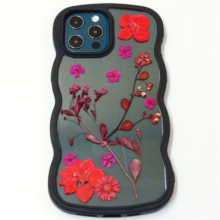 Red Delphinium Sorbaria Sorbifolia | Waves Case | Bumper Border Case | iPhone 14/13/12 Phone Case