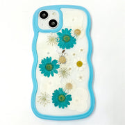 Blue Daisy White Hydrangea | Waves Case | Bumper Border Case | iPhone 14/13/12 Phone Case