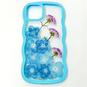 Blue Hydrangea Purple Aster | Waves Case | Bumper Border Case | iPhone 14/13/12 Phone Case