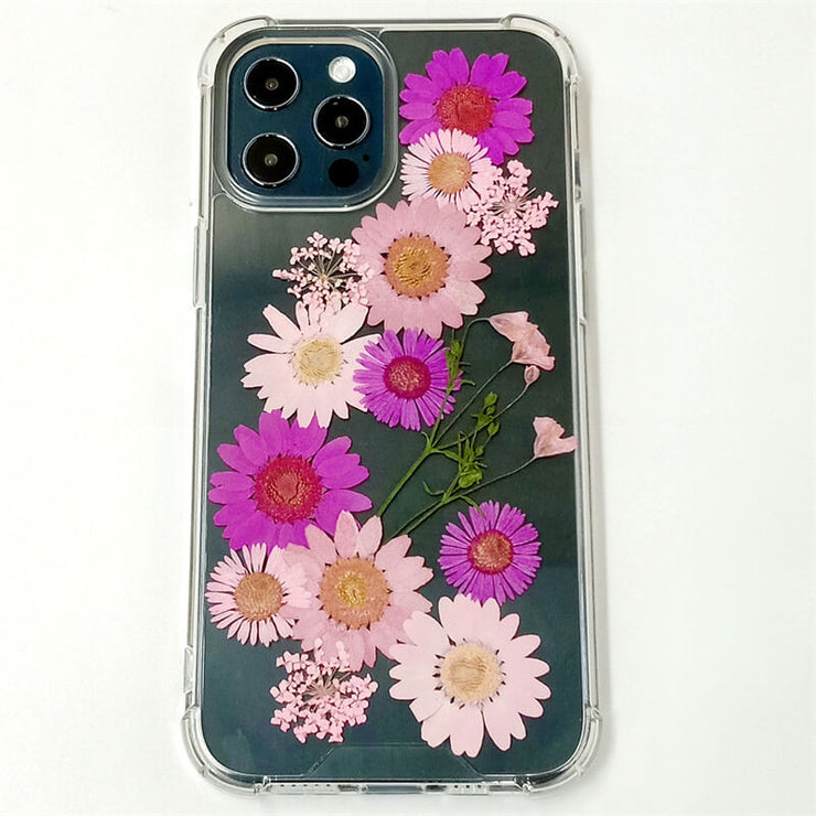 Purple Pink Daisies | Clear Bumper Phone Case | Optional Magnetic Ring