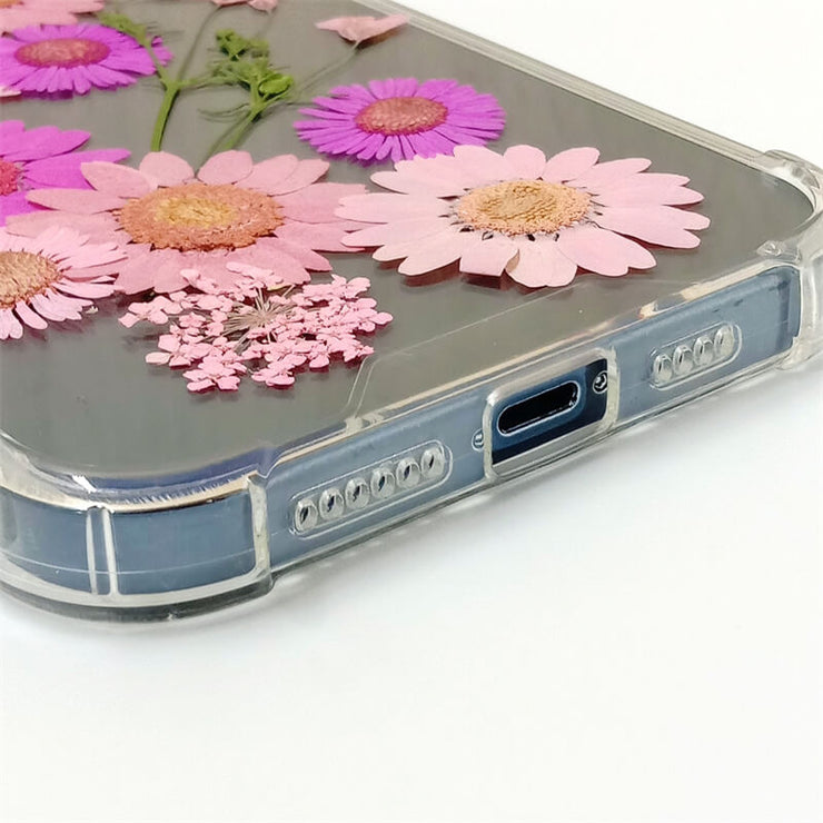 Purple Pink Daisies | Clear Bumper Phone Case | Optional Magnetic Ring