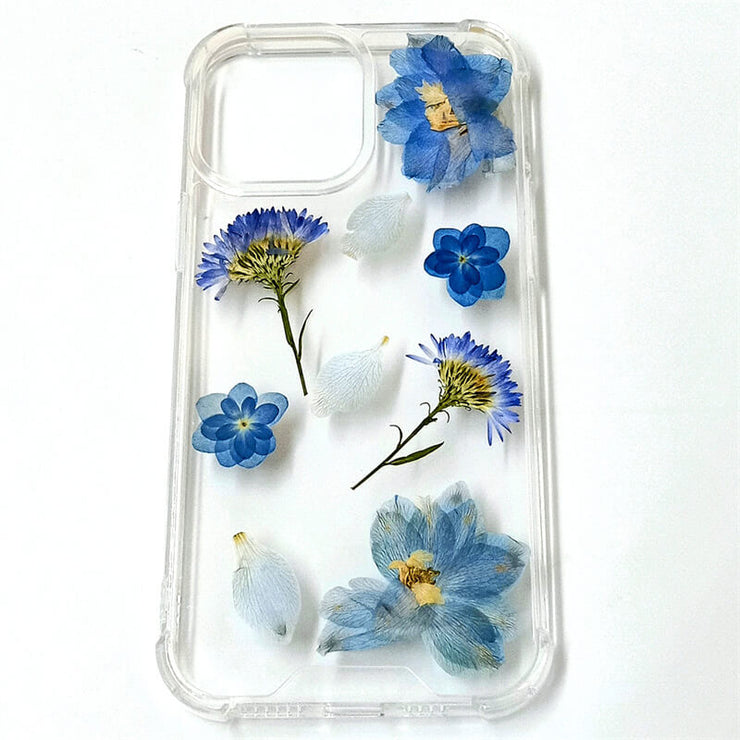 Hydrangea & Forget Me Not & Delphinium | Clear Bumper Phone Case | Optional Magnetic Ring