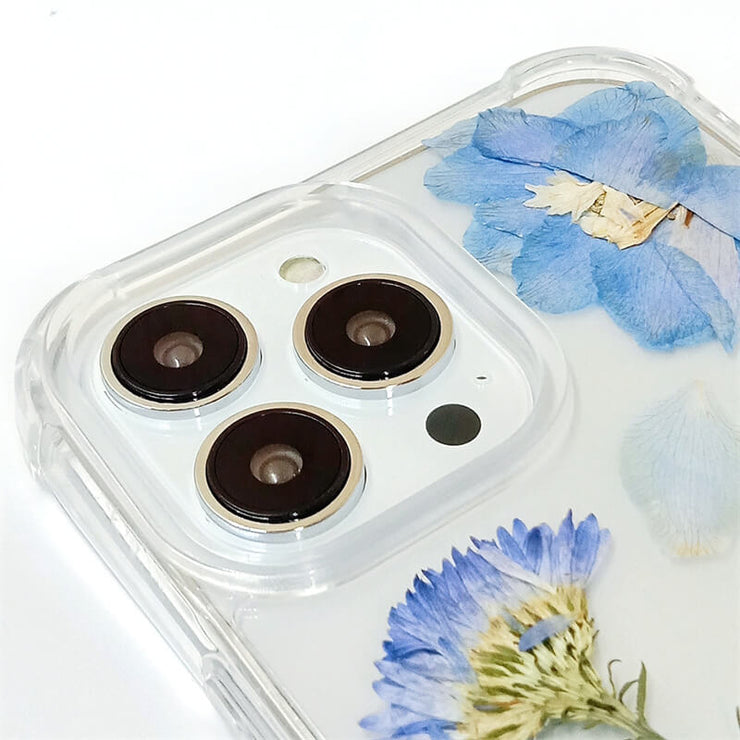 Hydrangea & Forget Me Not & Delphinium | Clear Bumper Phone Case | Optional Magnetic Ring