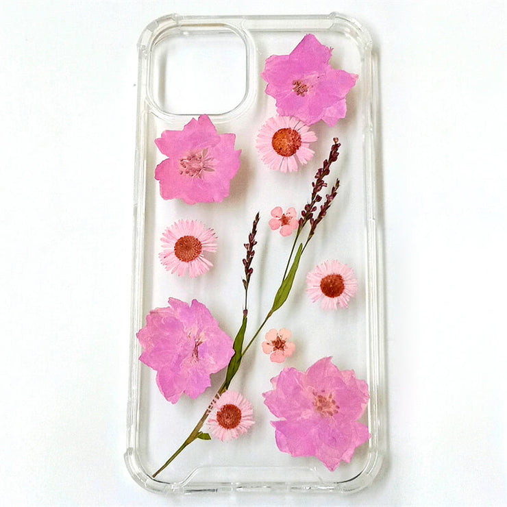 Pink Delphinium | Clear Bumper Phone Case | Optional Magnetic Ring