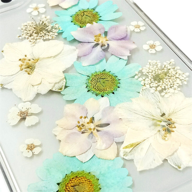 Purple & White Delphinium Blue Daisy | Clear Bumper Phone Case | Optional Magnetic Ring