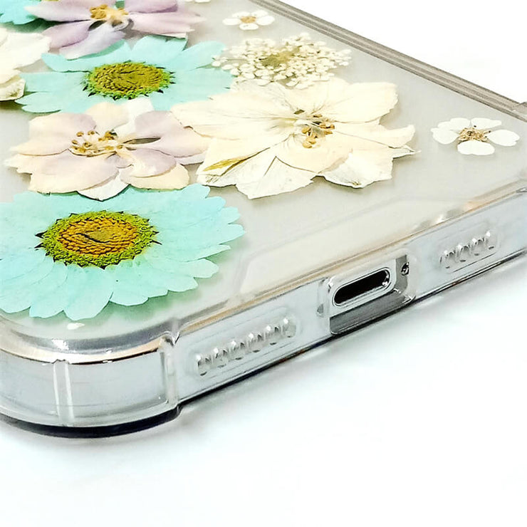 Purple & White Delphinium Blue Daisy | Clear Bumper Phone Case | Optional Magnetic Ring