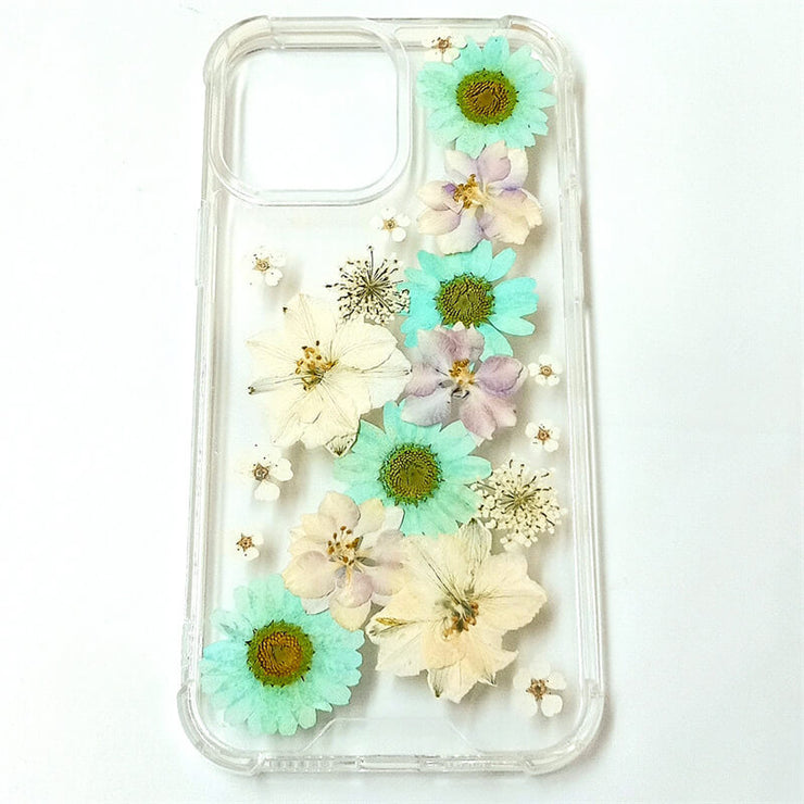 Purple & White Delphinium Blue Daisy | Clear Bumper Phone Case | Optional Magnetic Ring