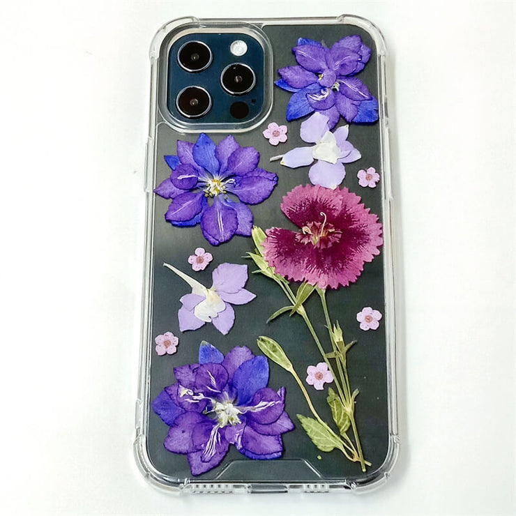 Dark Blue Delphinium | Clear Bumper Phone Case | Optional Magnetic Ring