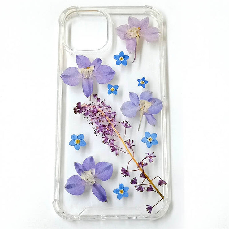 Blue Sorbaria Sorbifolia Purple Delphinium | Clear Bumper Phone Case | Optional Magnetic Ring