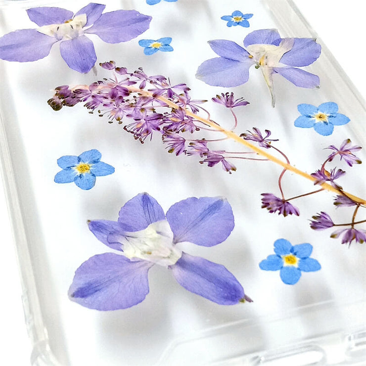 Blue Sorbaria Sorbifolia Purple Delphinium | Clear Bumper Phone Case | Optional Magnetic Ring