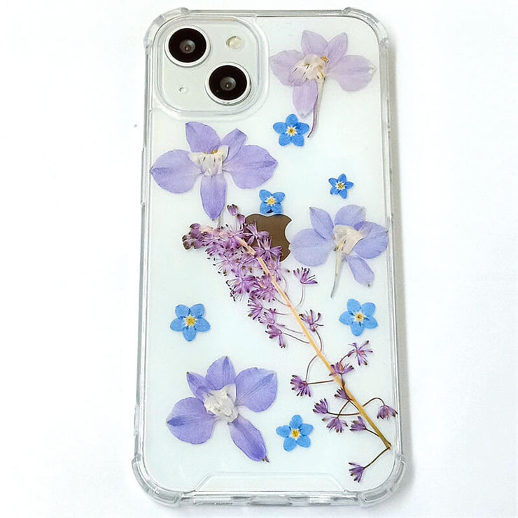 Blue Sorbaria Sorbifolia Purple Delphinium | Clear Bumper Phone Case | Optional Magnetic Ring