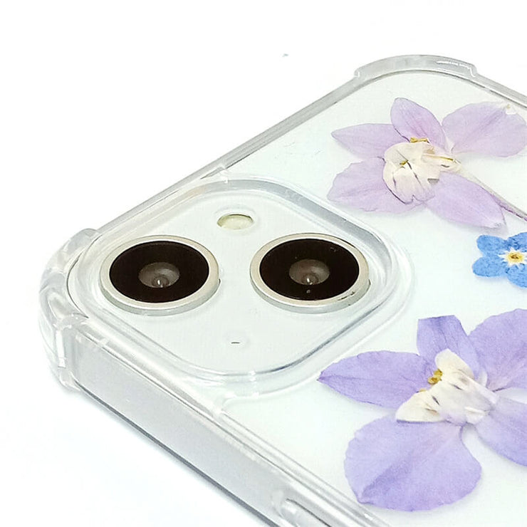 Blue Sorbaria Sorbifolia Purple Delphinium | Clear Bumper Phone Case | Optional Magnetic Ring