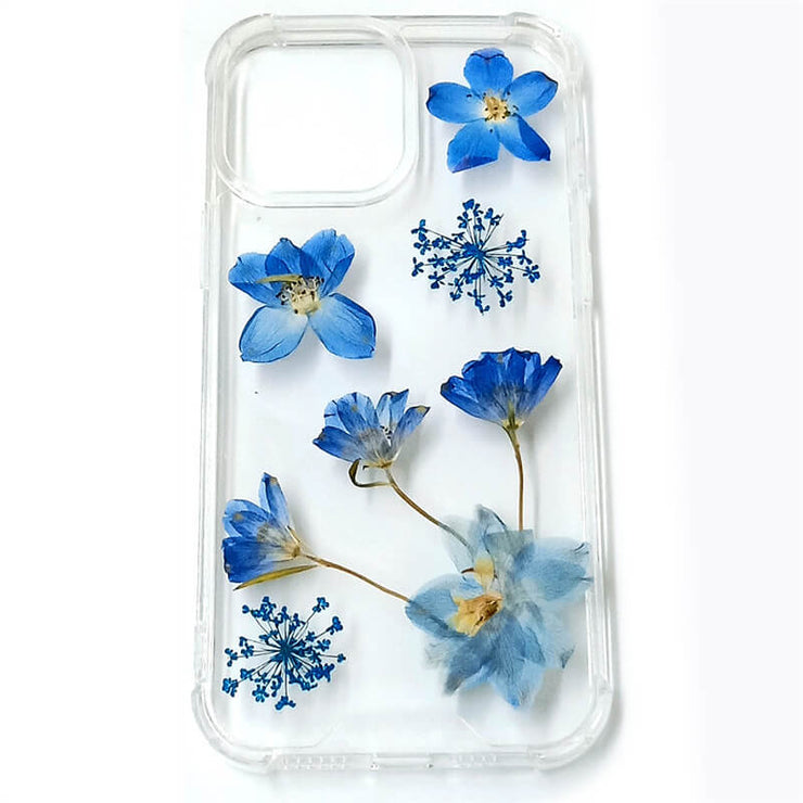 Blue Delphinium Aster Lace Flower | Clear Bumper Phone Case | Optional Magnetic Ring