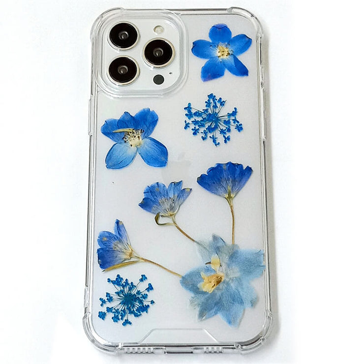 Blue Delphinium Aster Lace Flower | Clear Bumper Phone Case | Optional Magnetic Ring