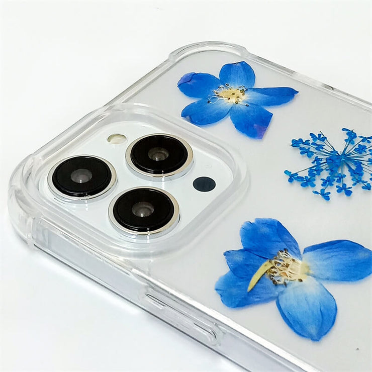 Blue Delphinium Aster Lace Flower | Clear Bumper Phone Case | Optional Magnetic Ring