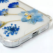 Blue Delphinium Aster Lace Flower | Clear Bumper Phone Case | Optional Magnetic Ring