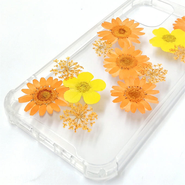 Yellow Orange Daisy Lace Flower | Clear Bumper Phone Case | Optional Magnetic Ring