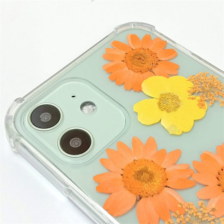 Yellow Orange Daisy Lace Flower | Clear Bumper Phone Case | Optional Magnetic Ring