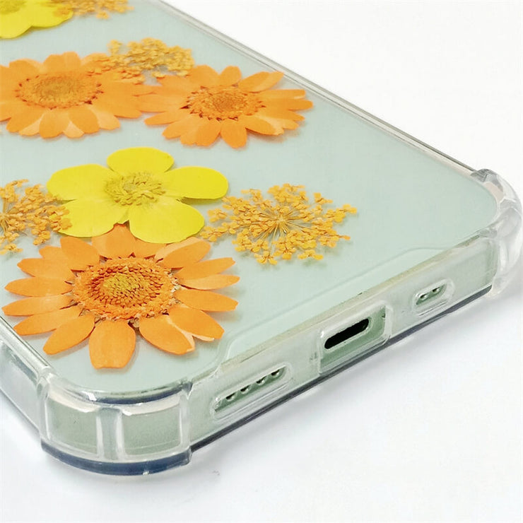 Yellow Orange Daisy Lace Flower | Clear Bumper Phone Case | Optional Magnetic Ring