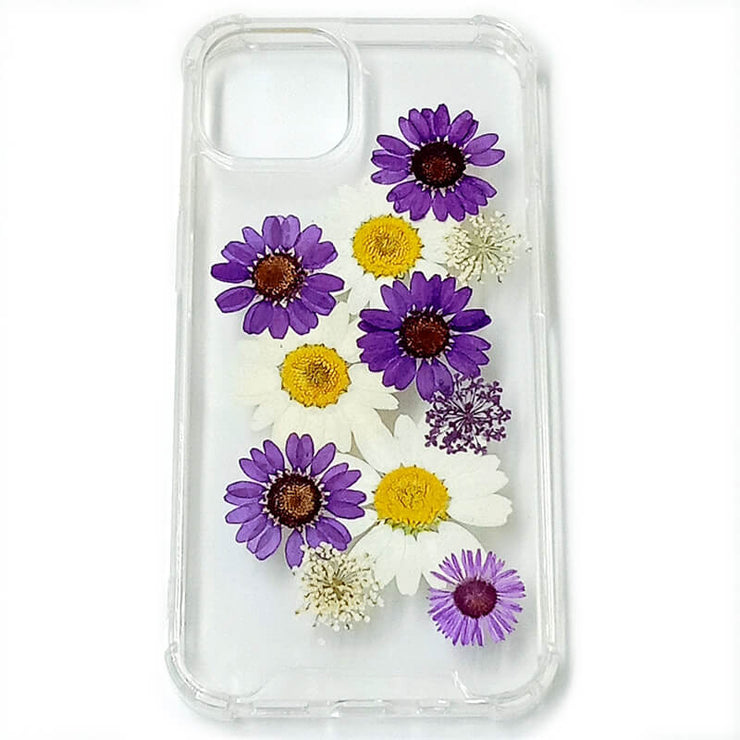 Purple White Daisy Lace Flower | Clear Bumper Phone Case | Optional Magnetic Ring