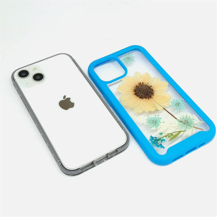 Yellow Cosmos Blue Lace Flower | 2 in 1 Full Protection Case | Apple Samsung Google