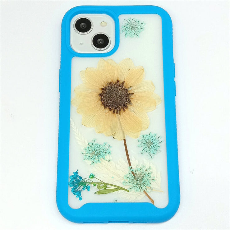 Yellow Cosmos Blue Lace Flower | 2 in 1 Full Protection Case | Apple Samsung Google