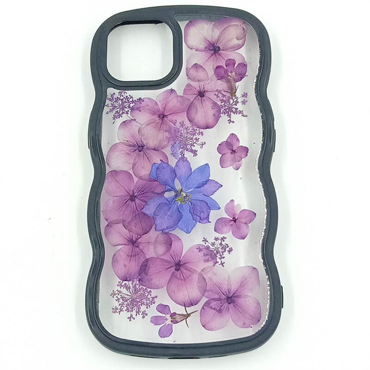 Purple Hydrangea Blue Delphinium | Waves Case | Bumper Border Case | iPhone 12/13/14 Phone Case