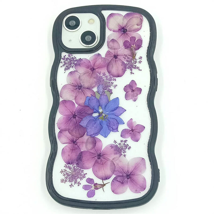 Purple Hydrangea Blue Delphinium | Waves Case | Bumper Border Case | iPhone 12/13/14 Phone Case