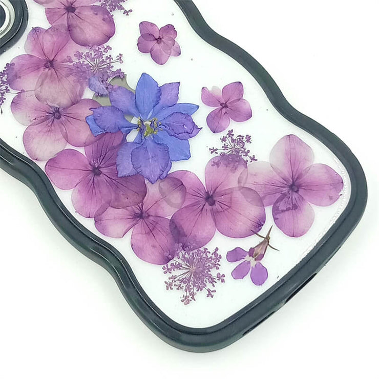 Purple Hydrangea Blue Delphinium | Waves Case | Bumper Border Case | iPhone 12/13/14 Phone Case