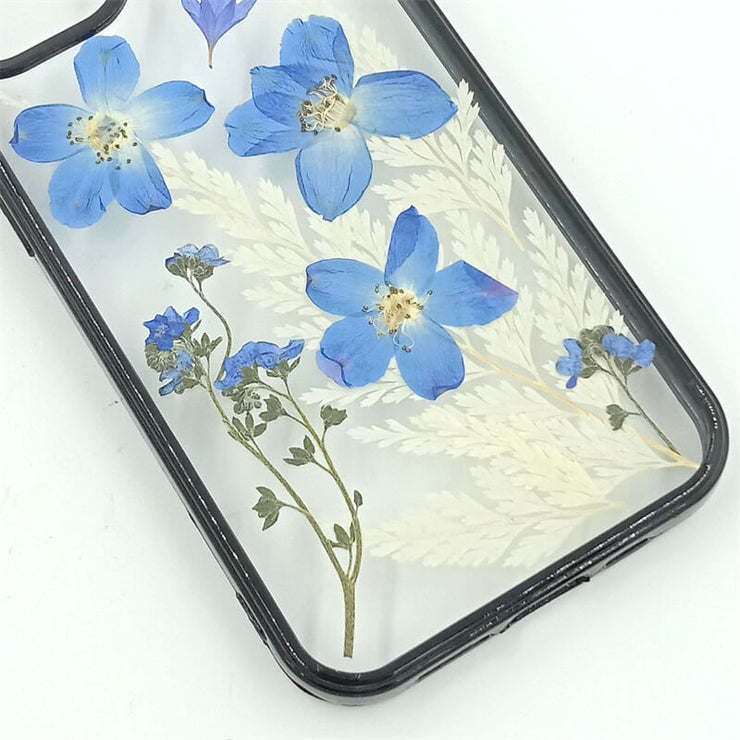 White Wedgelet Fern Blue Delphinium | with Lanyard | with Magsafe | Colorful Border Case