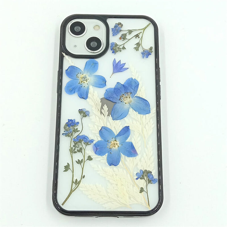 White Wedgelet Fern Blue Delphinium | with Lanyard | with Magsafe | Colorful Border Case