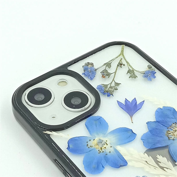 White Wedgelet Fern Blue Delphinium | with Lanyard | with Magsafe | Colorful Border Case