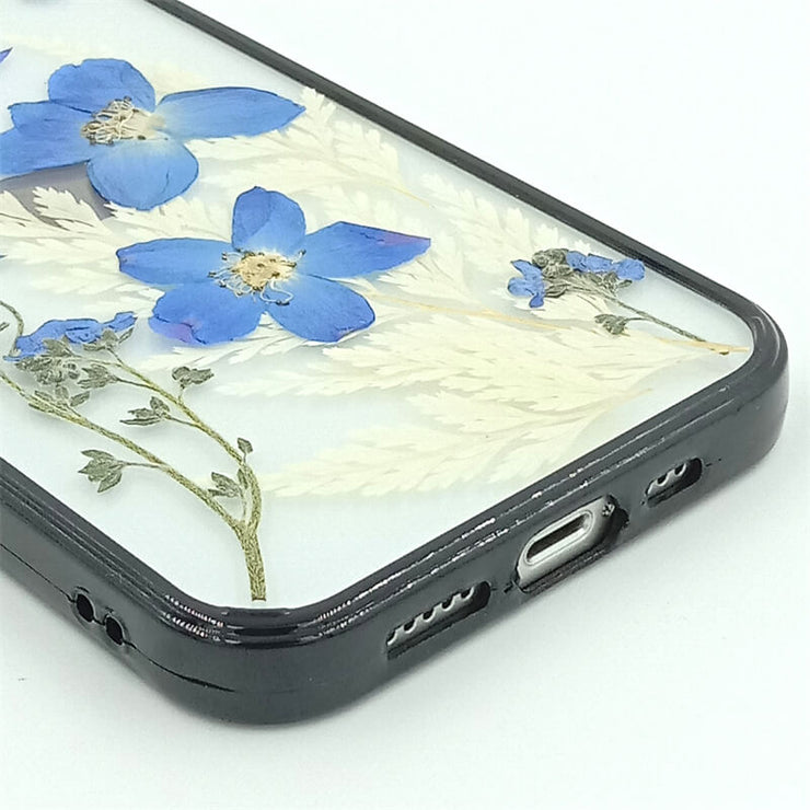 White Wedgelet Fern Blue Delphinium | with Lanyard | with Magsafe | Colorful Border Case